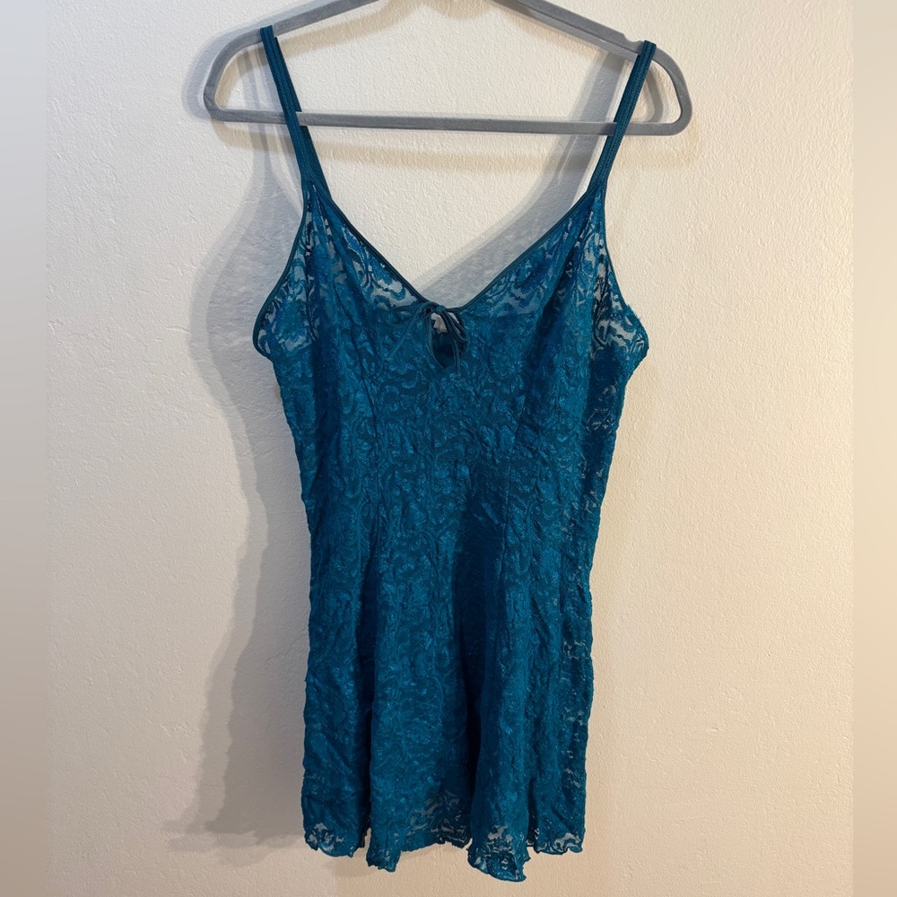 Vintage Teal Lace Mini Dress Size M/L